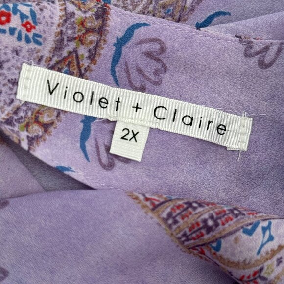 Violet + Claire Purple Paisley Georgette Popover Blouse top tunic Size 2X - Picture 3 of 3